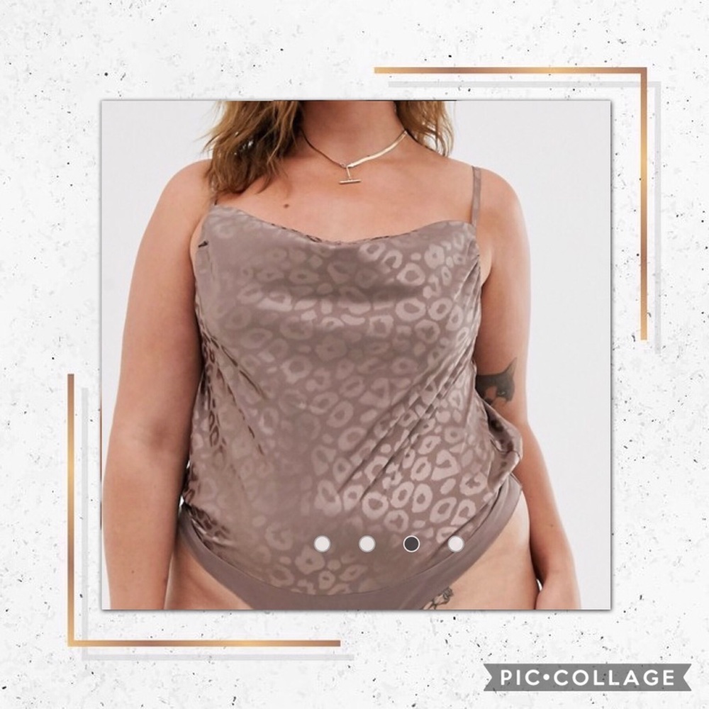 ✨2/$40✨PLUS COWL NECK CAMI LEOPARD PRINT BODYSUIT✨